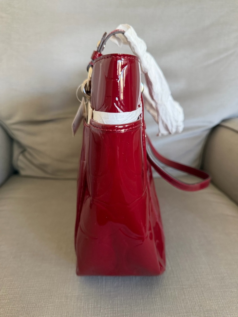 NWT Coach Patent Leather RARE Burgundy Wine Colored City Tote Bag - Picture 7 of 15
